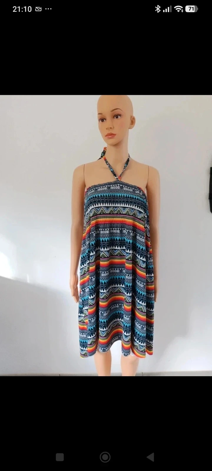 Vestido de verano de espalda descubierta con estampado étnico multicolor para mujer S/M – photo 2